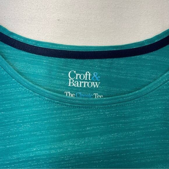 Croft & Barrow Classic Tee heather blue green teal short sleeve Womens plus 1X - Picture 2 of 5